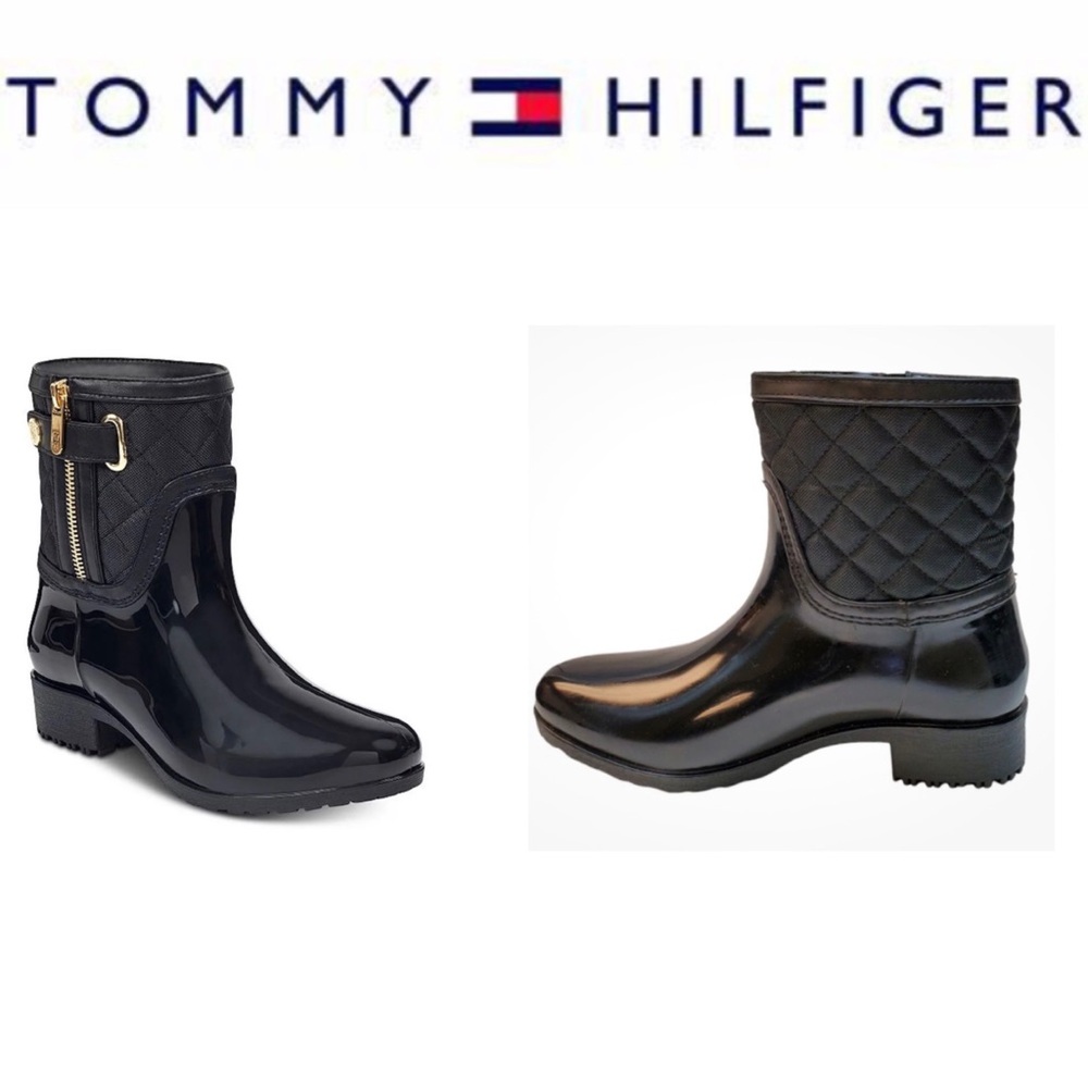 TOMMY HILFIGER Women's “Francie” Rain Boots Black SIZE 7 good condition